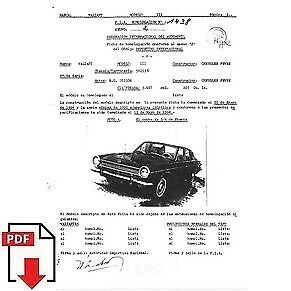 1966 Chrysler Fevre Valiant III (Argentina) FIA homologation form PDF download
